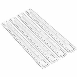 AmazonBasics Plastic Ruler met vingergrip, 4-pack 12 inch plastic groef met vingergreep, 4-pak 12 inch