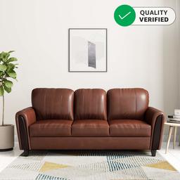 Amazon Brand - Solimo Bliss Leatherette 3 Seater Sofa (Brown)