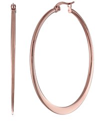 Amazon Essentials Rose Gold Plated Stainless Steel Flattened Hoop Earrings (40mm)