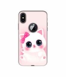 Amazon Brand - Solimo Designer Babby Kitty 3D Printed Hard Back Case Mobile Cover for Apple iPhone X (Logo Cut)