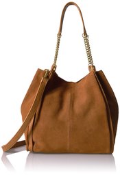 The Fix womens Joni Deconstructed Suede Tote With Chain Shoulder Strap Shoulder Handbag