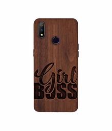 Amazon Brand - Solimo Designer Girl Boss On Wood 3D Printed Hard Back Case Mobile Cover for Realme 3 Pro