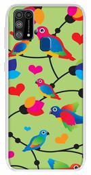 Amazon Brand - Solimo Designer Multicolor Flycatchers Birds Green Patterns Design Printed Soft Back Case Mobile Cover for Samsung Galaxy M31