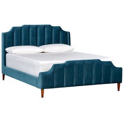 Amazon Brand – Rivet Gwyneth Mid-Century Velvet Queen Bed with Headboard, 66