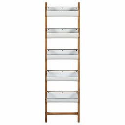 Stone & Beam Rustic Ladder Display Rack Storage Shelf - 63 Inches, White and Natural Wood (Renewed)