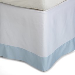 Pinzon Hotel Banded 100-Percent Egyptian Cotton Sateen Full Bed Skirt, Silver Blue