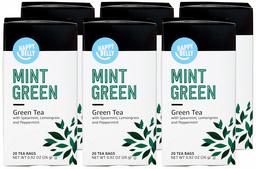 Amazon Brand - Happy Belly Green Tea Bags, Mint, 20 Count (Pack of 6)