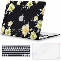 Eono Coque Compatible MacBook Air 13 Pouces Modèle A1369/A1466(Version 2010-2017), 3 en1 Plastique Coque Rigide, Protection Clavier, Protecteur d'écran Compatible Macbook Air 13 Pouces, Fleur Jaune