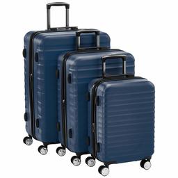 Hochwertiger Hartschalen-Trolley mit eingebautem TSA-Schloss und Laufrollen 3-Teiliges Set (55 cm, 68 cm, 78 cm), Marineblau