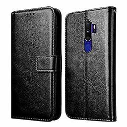 Amazon Brand - Solimo Flip Leather Mobile Cover (Soft & Flexible Back case) for Oppo A5 (2020) (Black)