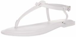 Amazon Brand - 206 Collective Women's Sakon Leather Flat Sandal, White, 12 B US