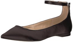 Amazon Brand - The Fix Women's Evie Military-Inspired Ankle Strap Pointed-Toe Flat , Black, 7.5 B US