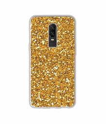 Amazon Brand - Solimo Designer Golden Sparkle UV Printed Soft Back Case Mobile Cover for OnePlus 6