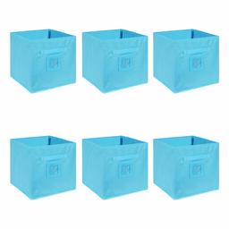 Amazon Brand - Solimo Fabric Storage Box, Large, Set of 6, Medical Blue