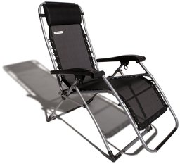 Strathwood Basics Anti-Gravity Adjustable Recliner Chair, Black with Silver Frame