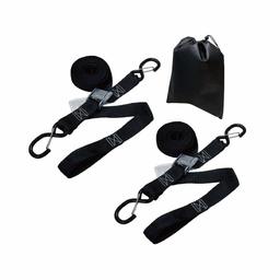 AmazonBasics Tiedown Set with Integrated Soft Loops, 3,328lb Break Strength, Black, 2-Pack