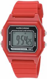 Amazon Essentials Men's Digital Chronograph Red Silicone Strap Watch