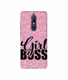 Amazon Brand - Solimo Designer Girl Boss On Pink Sparkle 3D Printed Hard Back Case Mobile Cover for Nokia 5.1