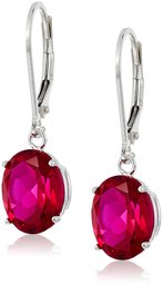 Plata de ley oval Garnet Dangle Earrings