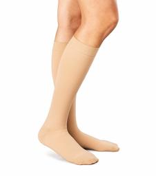 Amazon Brand - Solimo Closed Toe Compression Socks, Knee High, Beige, 15-20mmHg, XL, 1 Pair