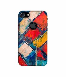 Amazon Brand - Solimo Designer Dark Multicolor Blocks UV Printed Soft Back Case Mobile Cover for Apple iPhone 7 (Logo Cut)