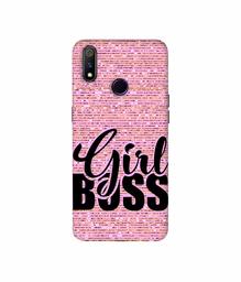 Amazon Brand - Solimo Designer Girl Boss On Pink Sparkle 3D Printed Hard Back Case Mobile Cover for Realme 3 Pro