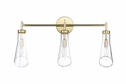 Amazon Brand – Rivet 3-Light Vanity Light with Clear Glass Shades, Vintage Edison Candelabra Bulbs Included, 13.2