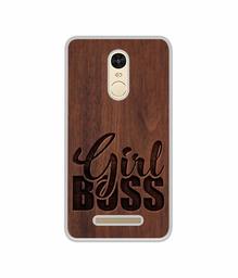 Amazon Brand - Solimo Designer Girl Boss On Wood UV Printed Soft Back Case Mobile Cover for Mi Redmi Note 3