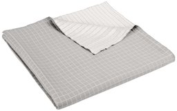 Pinzon Reversibile Quadrato Matelasse Coverlet, Cotone, White/Silver, Queen