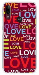 Amazon Brand - Solimo Designer Multicolor Typography Love Red Pattern Design Printed Soft Back Case Mobile Cover for Motorola Moto E6s / Motorola Moto E6 Plus