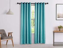 Amazon Brand - Solimo Thimbleberry Door Curtain, 7 feet - Set of 2 (Sky Blue)