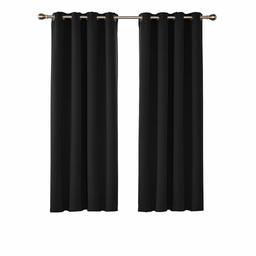 UMI by Amazon Thermal Insulated Decorative Bedroom Curtains Eyelet Blackout Curtains for Livingroom 55 x 102 Inch Black 2 Panels