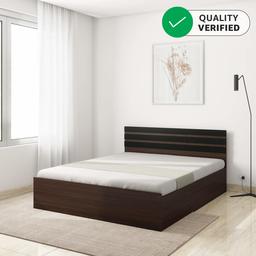 Amazon Brand - Solimo Liza Queen Size Engineered Wood Bed with Box Storage (Acacia Dark Finish)