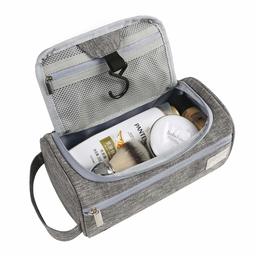 Eono by Amazon - Bolsas de Aseo Neceser Avion Unisexo Neceseres de Viaje Toiletry Bag Neceser Maquillaje con Gancho para Colgar Bolsa de Cosmético Impermeable Organizador de Viaje, Gris