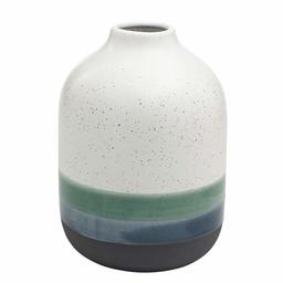 Amazon Brand – Rivet Westline Modern Indoor Outdoor Hand-Painted Stoneware Flower Vase, 9.5