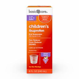 Basic Care Children's Ibuprofen Oral Suspension, Grape Flavor, 8 Fluid Ounce