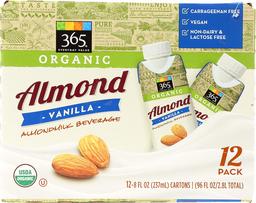 367 Everyday Value, Organic Almond Milk, Vanilla Flavor, 8 fl oz, 12 pk