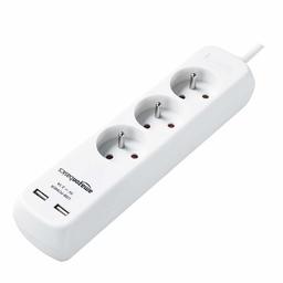 Amazon Basics 3 sockets 2 Meter Extension lead with 2 USB outputs