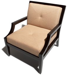 Pinzon Hardwood Lounge Chair with Sand Polyblend Upholstery, Java