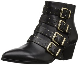 Amazon Brand - The Fix Women's Hazel 4-Buckle Strap Ankle Boot, Black, 6.5 B US