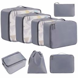 Eono by Amazon - Lot de 8 Sac Organiseurs de Bagage, Sacs Rangement de Valise Voyage, Organisateurs de Voyage Cube, Packing Cubes pour Les vêtements, Chaussures et cosmétiques,,Gris