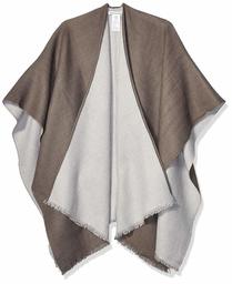 Amazon Essentials Women's Lightweight Reversible Poncho, Light Grey Charcoal Heather, One Size