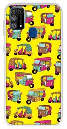 Amazon Brand - Solimo Designer Multicolor Auto Yellow Pattern Printed Soft Back Case Mobile Cover for Samsung Galaxy M31