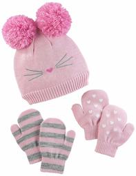 Simple Joys by Carter's Baby Girls' Toddler Hat and Mitten Set, Pink Cat, 2T-5T