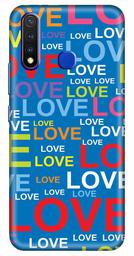 Amazon Brand - Solimo Designer Typography Love Blue Pattern Design 3D Printed Hard Back Case Mobile Cover for Vivo Y19 / Vivo U20