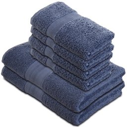 Pinzon - 550gsm Turkish Towel Set (Hand and Bath) - 100% Cotton - Indigo Blue, 2 Bath (70x140)+ 4 Hand (50x100)