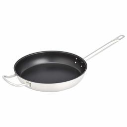 AmazonCommercial 30cm Stainless Steel Pan with Aluminium Coating Non-Stick Coating and Auxiliary Handle