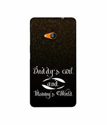 Amazon Brand - Solimo Designer Daddy's Girl and Mummy World 3D Printed Hard Back Case Mobile Cover for Microsoft Lumia 535