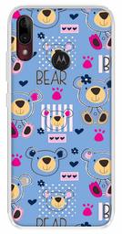 Amazon Brand - Solimo Designer Multicolor Bear Violet Pattern Printed Soft Back Case Mobile Cover for Motorola Moto E6s / Motorola Moto E6 Plus