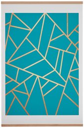 Amazon Brand – Rivet Blue and Metallic Gold Geometric Print with Oak Hanger, 18